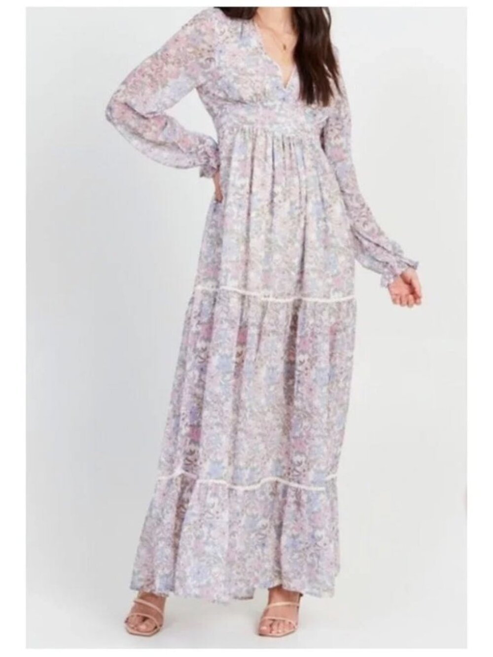 Altar'd State Women's Regan Long Sleeve Maxi Dress in Floral Print Size XS
